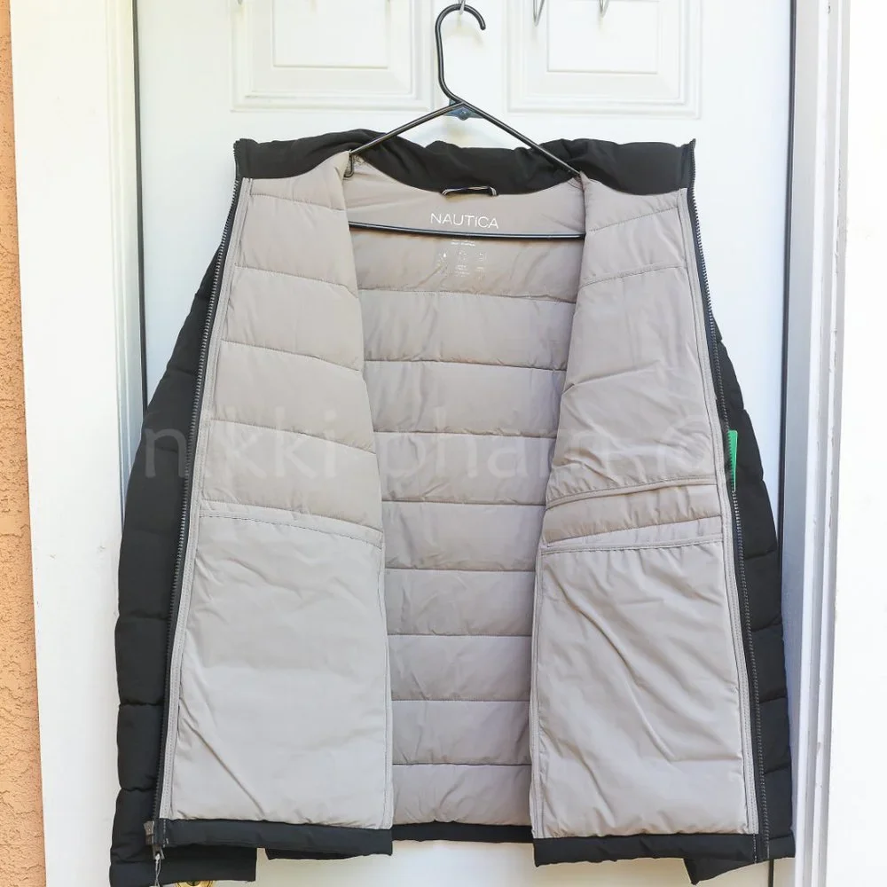 NWT Nautica Men's  Puffer Bomber Jacket   IN BLACK - Picture 5 of 6